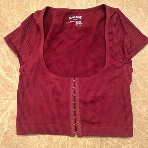 🌹5 for $50🌹 Y2K Vintage Garage Deep Red Ribbed Corset Crop Top
